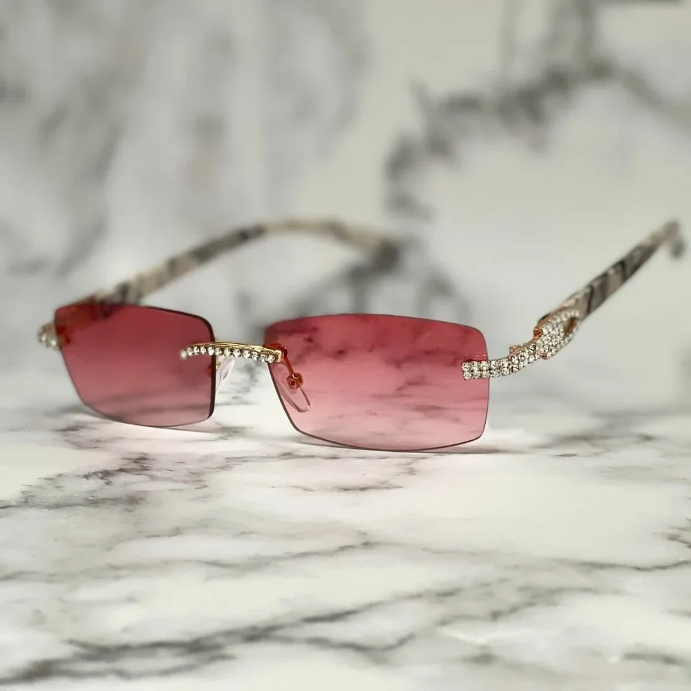 Men Women Sunglasses Red Lens Fashion Designer New Style‎ Square Rimless Lentes